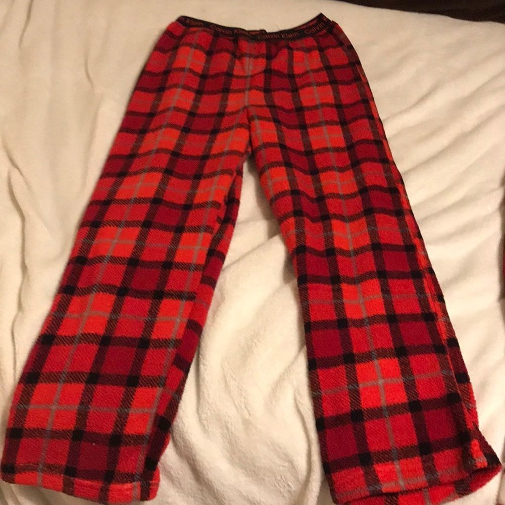 Calvin Klein fuzzy plaid pajama pants